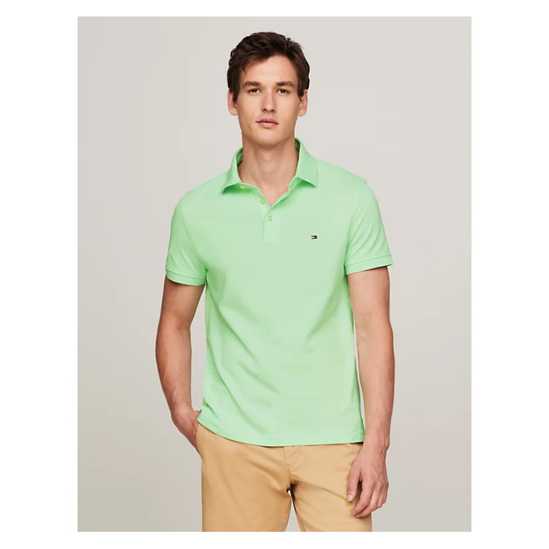 POLO VERT MENTHE TOMMY HILFIGER 1985 COLLECTION À DRAPEAU BRODÉ